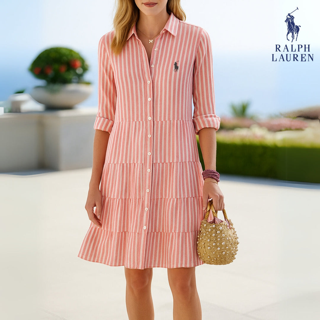 Gestreepte Shirtjurk van R. Lauren + R. Lauren Brie Schoudertas