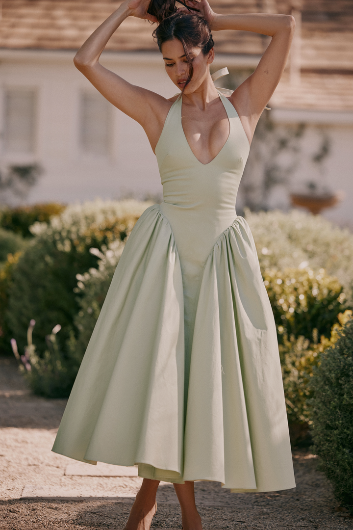 Liana™ | Rimpel Midi Jurk