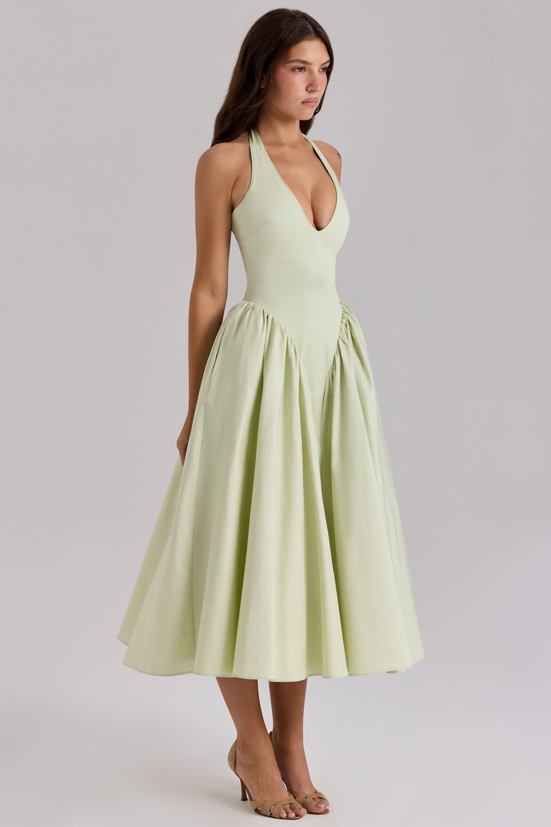 Liana™ | Rimpel Midi Jurk